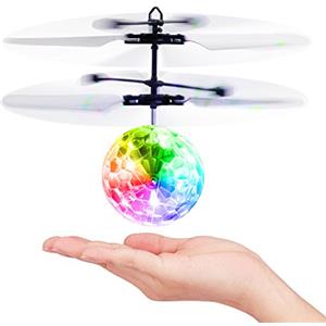 Vrxeqi Palla Volante, Palla Volante RC Giocattolo Regalo per Bambini Ragazzi Ragazze 8 9 10 11 12 Anni, Elicottero a Induzione a Infrarossi Drone Aereo Telecomando con Luce LED Giochi Interni Esterni