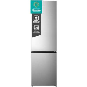 Hisense RB440N4ACA Frigorifero Combinato Total No Frost, Inox, 200x60 cm, Risparmio Energetico Classe A, Grande capacità 335L, Bassa Rumorosità 35db, Porta reversibile, Motore inverter