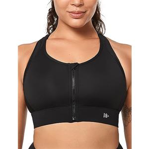 Yvette Reggiseno sportivo, scollo alto, tenuta extra forte, chiusura frontale antigraffio, Fintness Gym bra, grigio., XXL