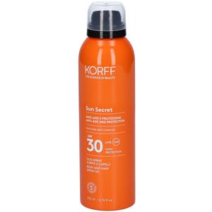 KORFF Sun Secret Olio Spray Corpo e Capelli SPF30 - 200ml, Leggero e Idratante, Resistente all'Acqua