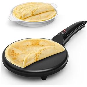 SNAILAR Crepiera Elettrica con Manico, Crêpes Maker Antiaderente, Piastra Crepes Macchina Portatile 800W per la Casa, Diametro 20 cm