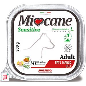 Morando Miocane Sensitive Paté Manzo 300g - 100% Proteine Animali, Privo di Cereali, Ideale per Cani di Taglia Media con Cute Sensibile