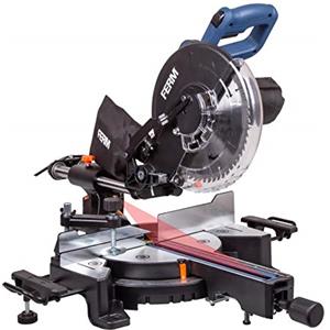 FERM Troncatrice radiale 1900W, diametro Ø254 mm con Guida Laser. Include lama 60T TCT, estensioni da tavolo, morsetto e sacchetto di raccolta polvere