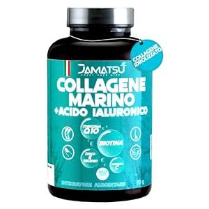 JAMATSU Collagene Marino con Acido Ialuronico (DIETA BELLEZZA INCLUSA) integratori per Capelli, Unghie, Pelle e Articolazioni+ BIOTINA, Q10, ZINCO, SELENIO, VIT. C, Collagene IDROLIZZATO Made in Italy