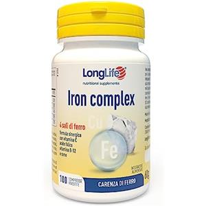 LongLife® Iron Complex | 4 sali di ferro ad alta biodisponibilità | Con vitamina C e B12, acido folico e rame | Ricarica e riduzione stanchezza | Vegan e senza glutine