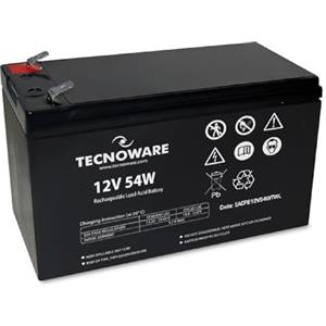 Tecnoware Batteria Ermetica al Piombo 12V 54W 11Ah per UPS e Sistemi di Sicurezza con Attacco Faston 6.3 mm