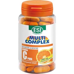 ESI - Multicomplex Vitamina C Pura Retard, Integratore Alimentare Massimo Dosaggio, a Rilascio Prolungato, Supporta il Funzionamento del Sistema Immunitario, Senza Glutine e Vegan, 90 Compresse