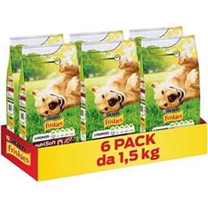 Friskies PURINA FRISKIES Nutri Soft 5 Promesse Crocchette per Cani Adulti con Manzo 6 Sacchi da 1.5kg