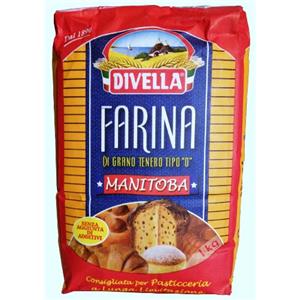 Divella FARINA DI GRANO TENERO TIPO 0 DIVELLA MANITOBA PACCO DA 1 KG ELEVATA ELASTICITA'