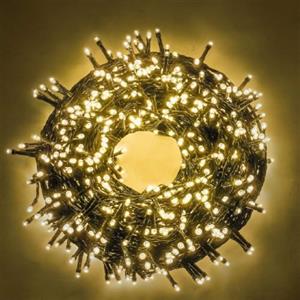 AERREGI LUCI NATALE CATENA LUMINOSA DA 100, 200, 300, 400 E 500 LED CON LUCE CALDA IN DIVERSE LUNGHEZZE ADATTO PER INTERNO/ESTERNO ADDOBBI NATALIZI ADDOBBI PER NATALE (100 LED, Luce Calda)