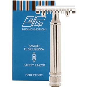 Fatip Rasoio di Sicurezza Nichelato Grande - Ottone Placcato, Testina a Pettine Aperto, Manico Zigrinato