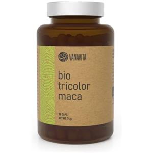 VanaVita Maca Tricolore BIO 90 Capsule, 1300 mg, Maca Nera, Maca Gialla, Maca Rossa, Estratto di Ginseng Peruviano, Superfood, Appartiene agli Adattogeni, la Salute Generale e il Benessere Mentale