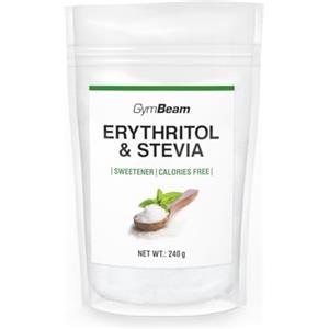 GymBeam Dolcificante Eritritolo e Stevia 240g, Alternativa Salutare allo Zucchero, Zero Calorie, Ideale per Perdita di Peso e per la Gestione dela Glicemia, Mantiene la Mineralizzazione dei Denti