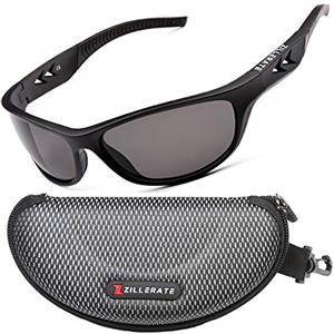 ZILLERATE Occhiali da Sole da Uomo Polarizzati, Ciclismo, Pesca, Golf, Corsa, Guida, Vela, Sci, Protezione UV400, Montatura TR90 Leggera e Avvolgente, Accessori con Custodia Rigida, Nero