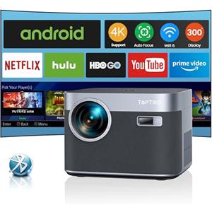 TOPTRO 【Android TV & Auto Focus/Keystone】Proiettore 4K Supporta,700ANSI,Videoproiettore 1080P Nativo Full HD TOPTRO Proiettore Home Cinema Zoom 50% WiFi6 per Telefono/TV Stick/PS5 HDMI AV USB
