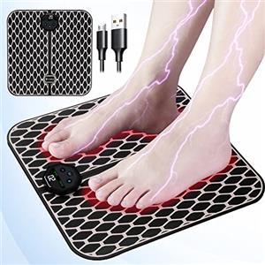 INHDBOX Massaggiatore per piedi EMS, massaggiatore per piedi, USB, portatile, tappetino massaggiante intelligente con 10 modalità, 20 frequenze regolabili per la circolazione del sangue, dolori