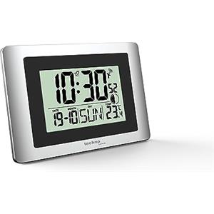 techno line Technoline WS8028 - Orologio da parete digitale, 22 x 15 cm, indicatore di temperatura, fase lunare