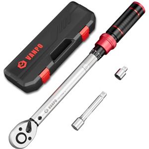 VANPO Chiave Dinamometrica 1/2'', 20-220 NM Auto e Moto Chiavi Dinamometriche Set con 125mm Barra di Prolunga, Adattatore da 1/2" a 3/8'', Precisione ± 3% con Cricchetto Reversibile de 72 Dente