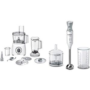 Bosch Elettrodomestici Bosch Mcm3200W Multitalent 3 Robot Da Cucina Compatto, 800W, Bianco/Grigio 375 X 220 X 260Mm & Ergommixx Mixer A Immersione, Frullatore, 600 W, 70 Decibel, Plastica, 12 Velocità, Bianco