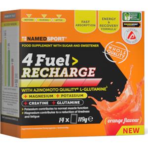 Named Sport 4Fuel Recharge - Integratore Energetico Arancia, 14 Bustine con Potassio, Magnesio, Creatina e Glutamina