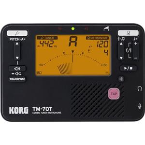 KORG - TM-70T BK Accordatore Cromatico-Metronomo Combo, Ampia Estensione Rilevamento Frequenza, Metronomo da 30 a 252 BPM, 3 Tipi Impostazione del Tempo, 15 Variazioni, Colore Nero