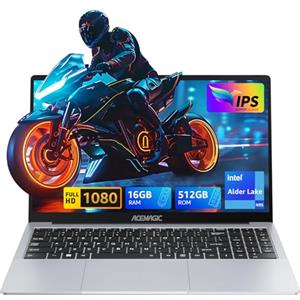 ACEMAGIC PC Portatile 15,6 Pollici 16GB DDR4 512GB SSD,lntel Alder Lake N97(Più veloce di N100/N95,Fino a 3,6 GHz) Notebook,1920 * 1080 IPS Full HD Portatile,Scocca in metallo,WiFi,BT5.0,HDMI,Grigio