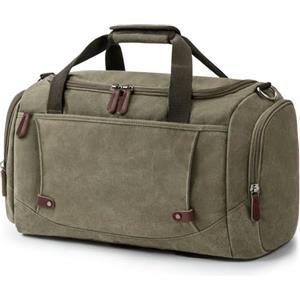Virklyee Borsone da Viaggio di Tela Borsone Palestra Sportiva Borsoni Tote da viaggio,Viene fornito con due tasche laterali, adatte sia per uomini che per donne, Tela vintage 40L (Verde Militare)