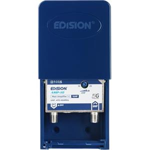 EDISION AMP-10 Amplificatore Antenna TV da palo 1UHF, 10-25db Regolabile, 107dBmV, 24V, per Digitale Terrestre DVB-T/T2, Frequenze UHF 470-694Mhz, con filtro 5G LTE