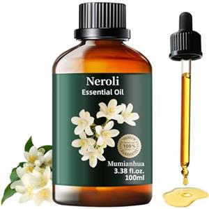 Mumianhua Olio Essenziale di Neroli Puro, Mumianhua Grado Terapeutico Olio di Fiori d'Arancio per Spray, Profumazione,Colonie, Fragranza Agrumata Floreale per Diffusori, Candele e Saponificazione‌ 100ml
