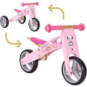 BIKESTAR Bicicletta Senza Pedali e Triciclo (2 in 1) in Legno per Bambino et Bambina da 18 Mesi | Bici Senza Pedali Bambini 7 Pollici | Rose