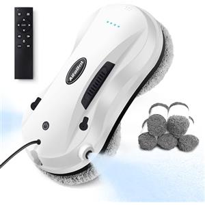 AlfaBot X7 Robot Lavavetri, Robot elettrico per Pulizia di Finestra con Telecomando, Lavavetri Finestre con Serbatoio dell'Acqua per Lava tutte le Superficie Lisce, Spruzzo Automatico Bidirezionale