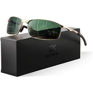 SKYWAY Occhiali da Sole da Uomo Polarizzati per Sport All'aria Aperta Montatura in Metallo Ultraleggero Occhiali da Pesca da Ciclismo Protezione UV400 Antiriflesso