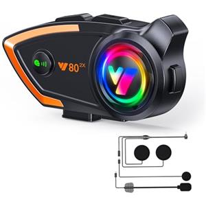 Khptop Interfono Moto Casco Moto Bluetooth Headset 800metri 2 Piloti Casco Bluetooth Intercom Headset 1000mAh