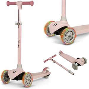 Lionelo Jessy Monopattino Evolutivo per Bambini 3+ anni fino a 50kg Scooter con ruote LED Pedana antiscivolo Freno d'Acciaio Regolabile in 4 Altezze Monopattino bambini Leggero 2.3kg