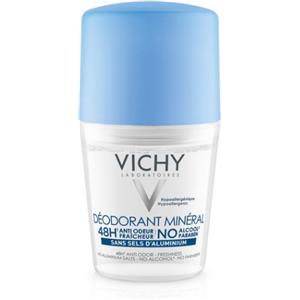 Vichy Deodorante Mineral Roll-on 50ml - Efficacia 48h per Pelle Sensibile, Ipoallergenico e Senza Alcool