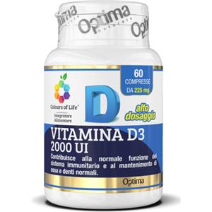 Colours of life Vitamina D3 2000 UI - 60 Compresse | Supporto per Ossa e Difese Immunitarie