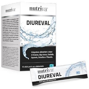 Nutriva Diureval - Integratore Drenante con Ananas e Estratti Vegetali - 15 Stick Pack da 10 ml