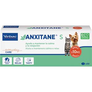 Virbac Anxitane S - Integratore Calmante per Cani e Gatti sotto i 10kg, 30 Compresse con L-Teanina
