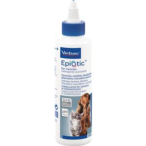 Virbac Epiotic Detergente Auricolare 125 ml - Delicato e Non Irritante per Cani e Gatti, Previene l'Otite