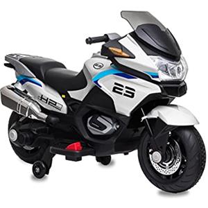 Teorema Giocattoli 66691 - Moto Elettrica per Bambini con Luci e Suoni, Batteria 12V Ricaricabile, bianco