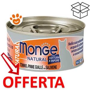 Monge Cat Natural Tonno a Pinne Gialle e Salmone - Lattina da 80 Gr - CONFEZIONE RISPARMIO