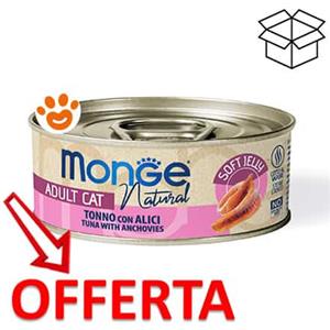 Monge Cat Natury Jelly Tonno e Alici - Lattina da 80 Gr - CONFEZIONE RISPARMIO