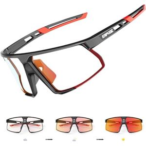 KAPVOE Fotocromatici Occhiali da Ciclismo Uomo Donna TR90 Occhiali Da Sole Sportivi Protezione UV400 Chiaro Occhiali MTB Bicicletta Accessori Che Corrono Rosso