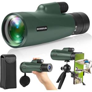 BOSSDUN Telescopio Monoculare Zoom, Telescopio Monoculare ad Alta Potenza per Smartphone con Treppiede, Monoculare HD per Adulti (green)