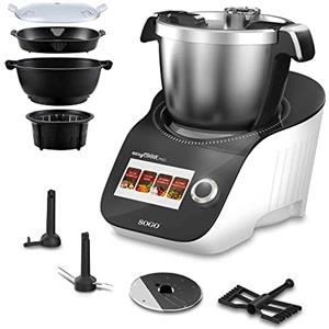 Sogo SS-14565 Robot da cucina multifunzione - touch screen, bilancia integrata, robot da cucina, vaporiera, mixer - 8 modalità automatiche, 12 velocità, acciaio inossidabile 3,5 litri