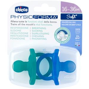 Chicco Gommotto Silicone Azzurro 16-36 Mesi - 2 Pezzi, Morbido e Delicato per il Sviluppo della Bocca