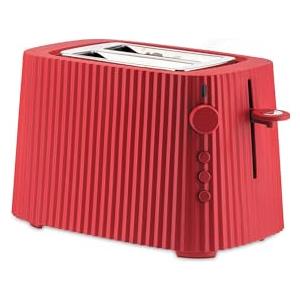 Alessi Plissé MDL08 R - Tostapane di Design, Sei Livelli di Doratura, in Resina Termoplastica, Spina Europea, 850 W, Rosso