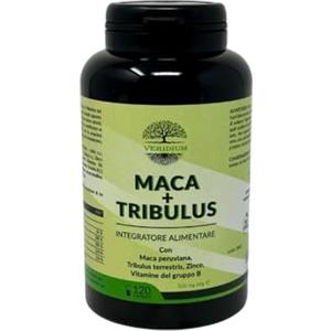 Veridium Maca Peruviana Forte + Tribulus Terrestris Concentrato, Integratore Naturale Uomo Testosterone, Energia e Libido, Booster Testo Potente, Aumento Prestazioni Fisiche e Sessuali, 100% M in Italy 120 CPS