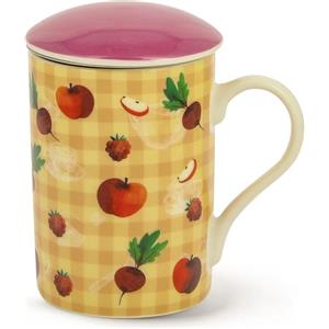 Neavita Happy Fruits Infusiera Gialla in New Bone China con Filtro in Acciaio - Capacità 300 ml