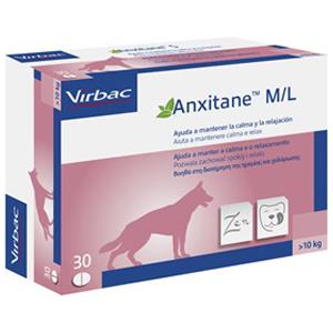 Virbac Anxitane M/L - Supplemento Nutrizionale Rilassante per Cani e Gatti >10kg, 30 Compresse con L-Teanina